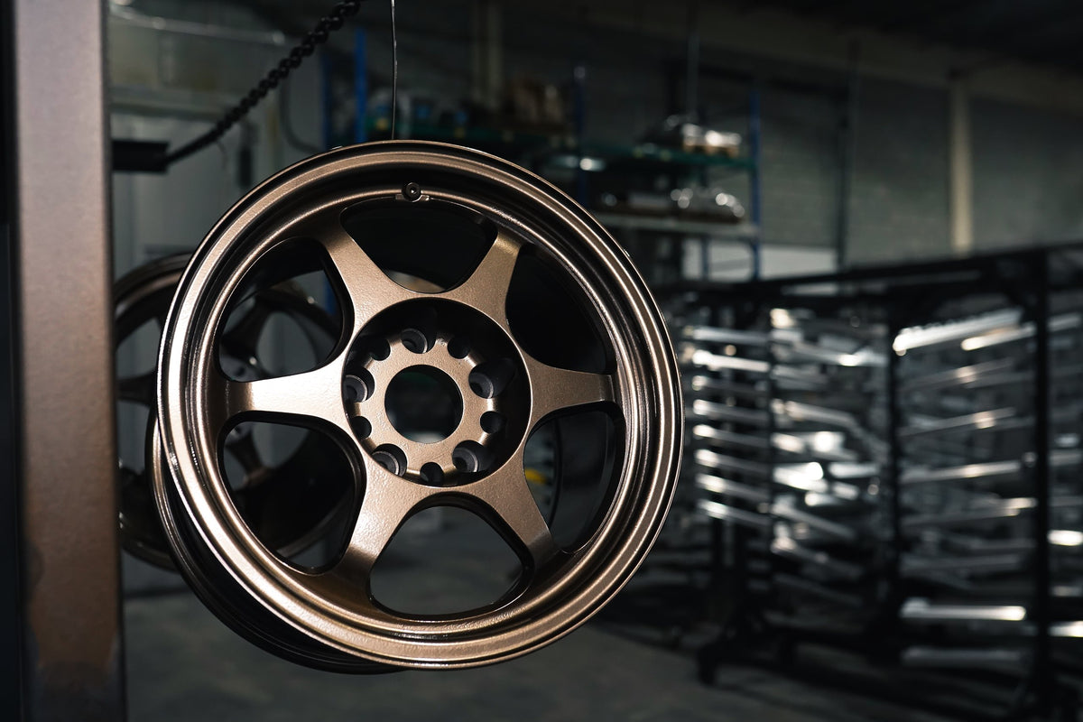 Matte bronze powder-coated wheels